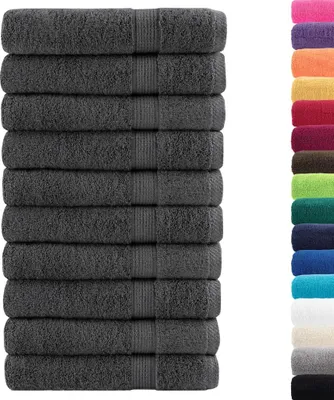 Image de vidaXL Serviettes SOLUND Premium, 10 pièces, anthracite, 100 x 200 cm, 600 g/m²