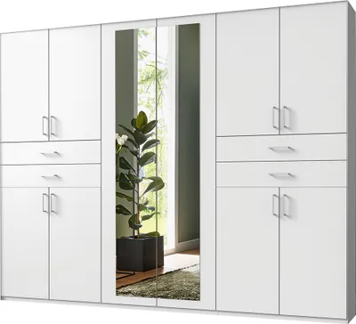 Produktbild von Kleiderschrank mit Spiegel, 270 cm breit modern in weiß TREVISO-43