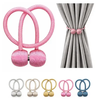 Produktbild von MEBLE ODNOWA, Klammer, Magnetverschluss, Vorhanghalter, Kugelförmige QUASTEN für Vorhänge mit Magnet, ROSA