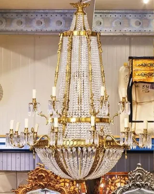 Obrázek produktu pro Casa Padrino barokní křišťálový lustr zlatý Ø 90 x v. 140 cm - Nádherný lustr v barokním stylu - Barokní křišťálová světla