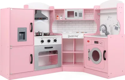 Immagine prodotto di COSTWAY Angolo cucina, cucina per bambini con lavello, gelatiera, forno, pentole, luci e suoni, cucina per bambini, cucina in legno per bambini 3+rosa