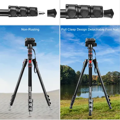 Produktbild von Andoer 2-in-1 Fotografie Stativ Einbeinstativ Ständer Aluminiumlegierung 360° drehbarer Kugelkopf 200 cm max. Höhe: 5 kg, Tragfähigkeit mit Tragetasche für DSLR-Kameras, Camcorder