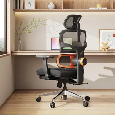 Obrázok produktu pre Ergonomická kancelárska stolička s automatickou a nastaviteľnou opierkou na nohy