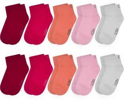 Produktbild von OCERA 10 Paar Kinder Kurzschaft Socken für Mädchen und Jungen - Rot-Mix 31/34
