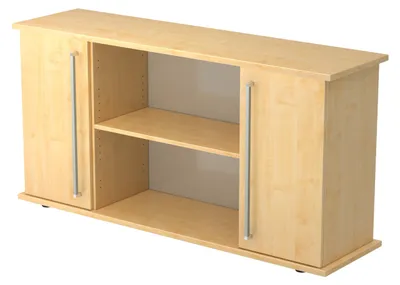 Produktbild von bümö office Sideboard mit 2 Flügeltüren - Nachbildung Ahorn, Griff: Chromgriff