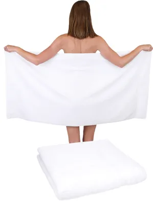 Produktbild von Betz 2 Stück Duschtücher 70 x 140 cm PREMIUM 100% Baumwolle Liegetuch Strandtuch   Farbe: weiß