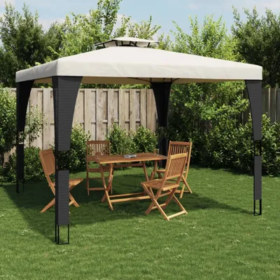 Image de Pavillon durable avec double toit Crème 2,98x2,98 m Acier - Pavillons & Tentes de réception Octo8822382 1parcel