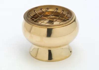 Produktbild von Weihrauchtopf H 5 cm D 6 cm, Messing, gold, Siebeinsatz, für Räucherkohle