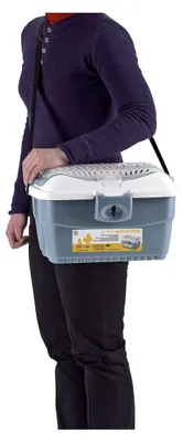 Produktbild von Mini Gulliver Transportbox für Kleintiere wie Hasen, Kaninchen, Hamster, Meerschweinchen usw., blau, 40x30x24cm
