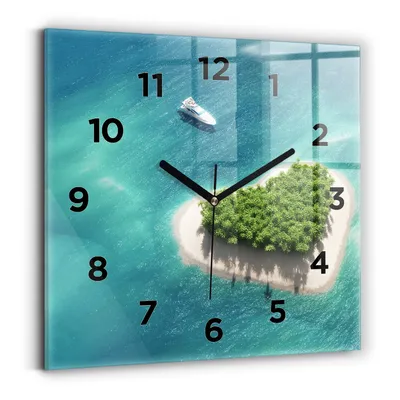 Produktbild von Wallfluent Wanduhr – Stilles Quarzuhrwerk - Uhr Dekoration Wohnzimmer Schlafzimmer Küche - Zifferblatt - schwarze Zeiger - 30x30 cm - Herzinsel