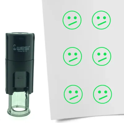 Obrázek produktu pro CombiCraft Stamp Smiley Weird 10mm kulatá - zelený inkoust