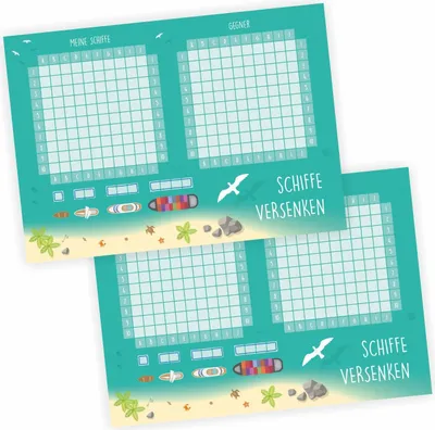 Produktbild von 2er Set A6 Spielblock Schiffe versenken Reisespiel Flottenmanöver