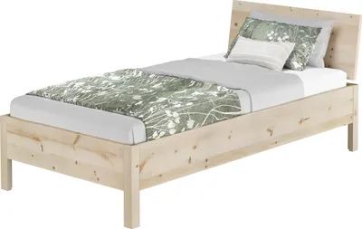 Produktbild von Metallfreies Holzbett Einzelbett Zirbe massiv 100x200 mit wählbarem Zubehör V-60.95-10ohne Zubehör