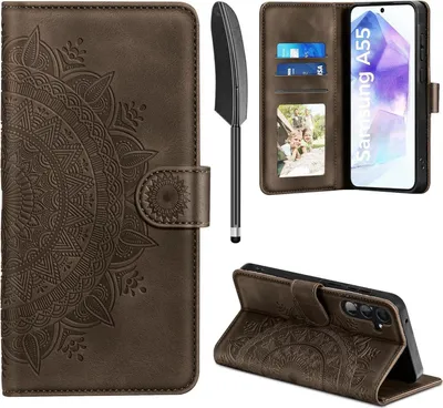 Produktbild von Lederhülle für Samsung Galaxy A55 5G Hülle Wallet Magnet Braun