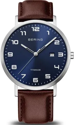 Produktbild von Bering Herrenuhr Titan Lederband 18640-505