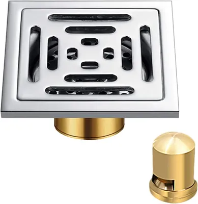 Immagine prodotto di Filtro per scarichi in acciaio inossidabile - Griglia per scarico a pavimento - Griglia a pavimento removibile - Tappo anti-odore - 10 x 10 cm - Resistente e facile da pulire