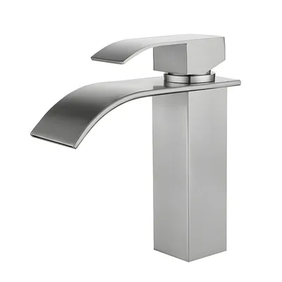 Produktbild von Hochwertiger Wasserhahn aus Edelstahl, Modernes Design, Badarmatur, Waschbecken Armatur, Mischbatterien Waschtischarmatur, Silber