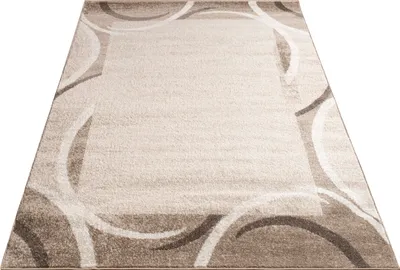 Produktbild von Wohnzimmer Teppich Bordüre Kurzflor Meliert Modern Hochwertig Schwarz Braun Grösse 80x150 cm