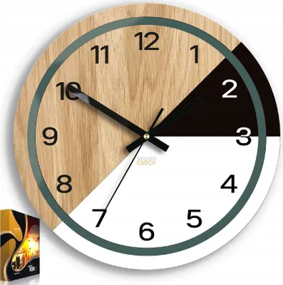 Produktbild von ModernClock, Wanduhr, Wohnzimmer, 33cm, große Wanduhr aus Eiche, Lagos