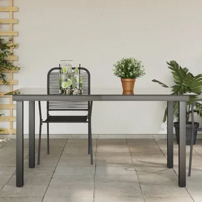 Produktbild von vidaXL Záhradný stôl čierny 150x90x74 cm Hliník a sklo