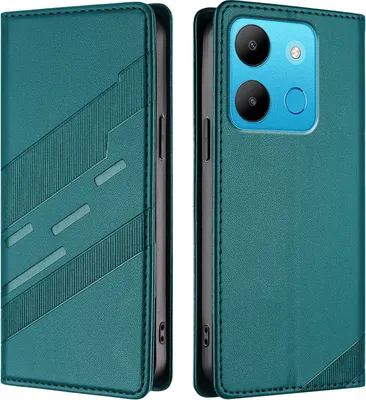 Produktbild von Hülle für Tecno Pop 7/Pop 7 Pro/Spark Go 2023/Infinix Smart 7, Kunstleder Brieftaschen Handyhülle mit Kartenfach und Standfunktion Grün
