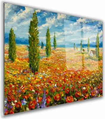 Zdjęcie produktu dla OBRAZ NA SZKLE PROSTOKĄTNY 90x60cm 084 Pole maków