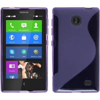 Produktbild von PhoneNatic Case kompatibel mit  Nokia X / X+ - lila Silikon Hülle S-Style + 2 Schutzfolien