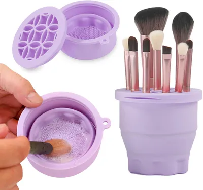 Produktbild von Make-up-Pinsel Reinigungsmatte, faltbar, Silikon, Pinselhalter, Organizer, für die Kosmetik