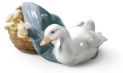 Obrázek produktu pro Casa Padrino porcelánová soška kachna s potomstvem Vícebarevná 9 x v. 6 cm - ručně vyráběná a malovaná dekorativní figurka