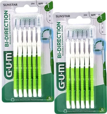 Produktbild von 2x GUM Bi-Direction Small - Interdentalbürsten grün 0,7 mm - 2x 6 Stück