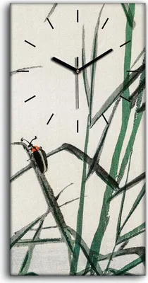 Produktbild von Leinwand Uhr Küche Wohnzimmer Bild 30x60 Malerei Asiatische Zweige Insekten - schwarze Hände