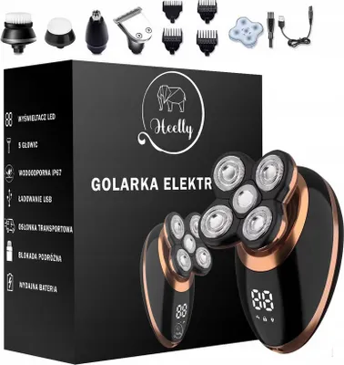 Obrázek produktu pro Multifunkční elektrická holicí hlava pro muže a zastřihovač vousů, digitální displej, 5 v 1, dobíjecí，vhodný