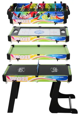 Produktbild von 4-in-1-Klappspieltisch mit Tischfu?ball, Hockey, Billard und Tischtennisplatte, 86,5 x 43,5 x 64 cm
