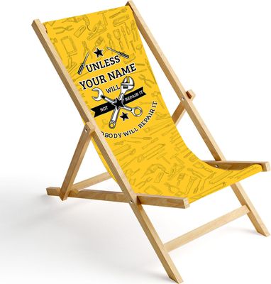Personalisierbarer Holz Liegestuhl Klappbar Klappliegestuhl Sonnenliege Strandstuhl Wechselbezug Motiv Verkzeug [119]