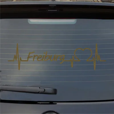 Produktbild von Heckscheibenaufkleber Freiburg Herzschlag Puls Stadt Liebe 55x15 cm Gold Auto Aufkleber Sticker