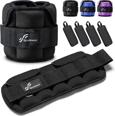 Imagen del producto de Unyqoos®: Tobilleras y muñequeras ajustables para pesas – de 0,4 a 1,6 kg por tobillera/muñequera (de 0,8 a 3,2 kg por par), bolsas de arena ajustables para fitness, yoga y fisioterapia