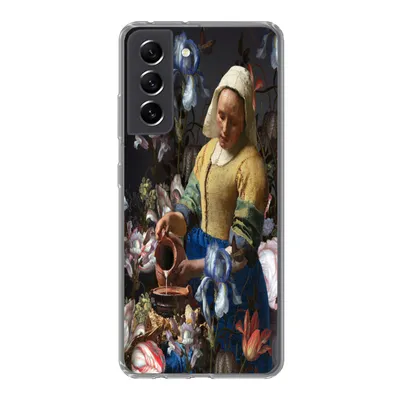 Produktbild von MuchoWow® Handyhülle Schutzhülle Hülle für Samsung Galaxy S21 FE Milchmädchen - Blumen - Regenbogen Silikon Softcase Handy Hülle - Mobiltelefonhülle