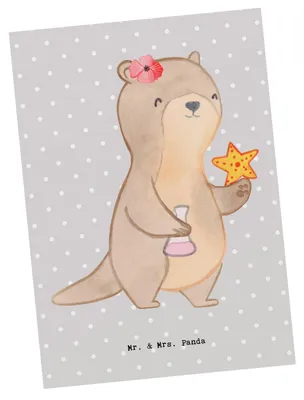 Produktbild von Mr. & Mrs. Panda Grußkarte Meeresbiologin Herz - Grau Pastell - Geschenk, Studium, Ansichtskarten, Naturwissenschaftlerin, Postkarten, Postkarte, kunstkarte