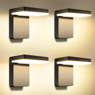Wandlampen 4er-Set, 60 W, LED, 5000 lm, 3000 K, IP65, schwarz