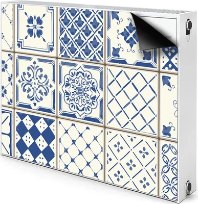 Obrázek produktu pro Magnetický kryt topného panelu kryt radiátoru 110x60 cm - dlaždice, modrý