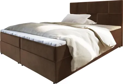Produktbild von Masseno Boxspringbett PRATA 180x200 cm Komplett-Set mit Bonell Matratze und Topper, Polsterbett mit Bettkästen -Braun, KRONOS 06