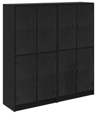 Image de Haut Armoire 2 pcs Chêne noir 68 x 37 x 142 cm