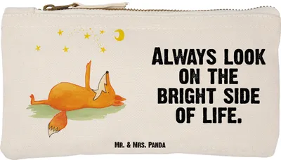 Produktbild von Mr. & Mrs. Panda Federtasche Fuchs Sterne Größe S Klein - Weiß - Geschenk, Optimistisch, Hoffnung, Schminktasche, kosmetiktäschchen, Mäppchen, Schlampermäppchen, Mond