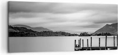 Produktbild von Bild auf Leinwand - Leinwandbild - Einteilig - Schwarzweiß Landschaft See - 120x50cm - Wand Bild - Wanddeko - Wandbilder - Leinwanddruck - Bilder - Wanddekoration - Leinwand bilder - AB120x50-4321