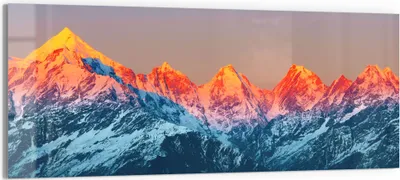 Produktbild von DEQORI Glasbild Echtglas 125x50 cm 'Panchchuli in Abendsonne' Wandbild Bild modern Deko