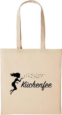 Produktbild von Huuraa Baumwollbeutel Küchenfee Geschenk Einkaufstasche Natural 10 Liter Baumwolle Küchenfee Accessoire