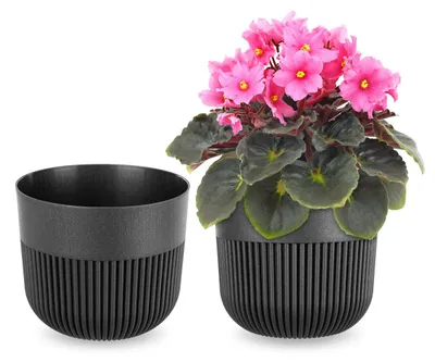 Obrázek produktu pro KADAX květináč Ø 13 cm, květináč s drážkou pro vnitřní i venkovní použití, plastový květináč, květináč pro pokojové rostliny (antracit)