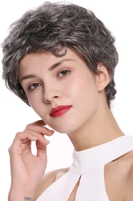Produktbild von WIG ME UP Perücke kurz gewellt Dunkelgrau DW2339-44