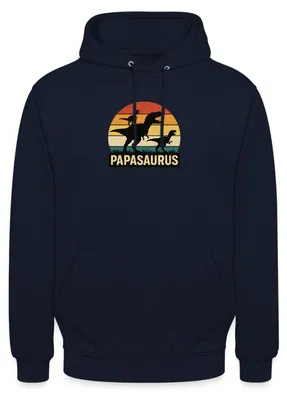 Produktbild von Spreadshirt Papasaurus Dino Papa Uni Hoodie, XL, Navy
