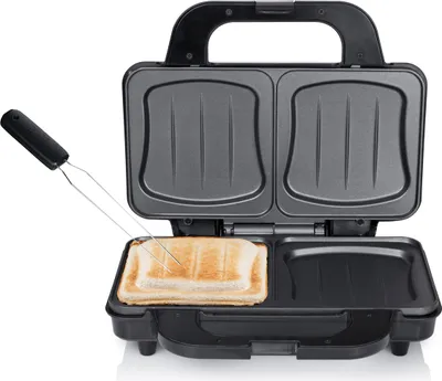 Produktbild von Sandwichtoaster XXL Snackmaker für 2 Sandwiches Sandwichmaker & Gabel 900Watt